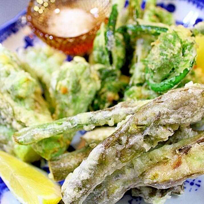 山うどの穂先の天ぷら*山菜の天ぷら